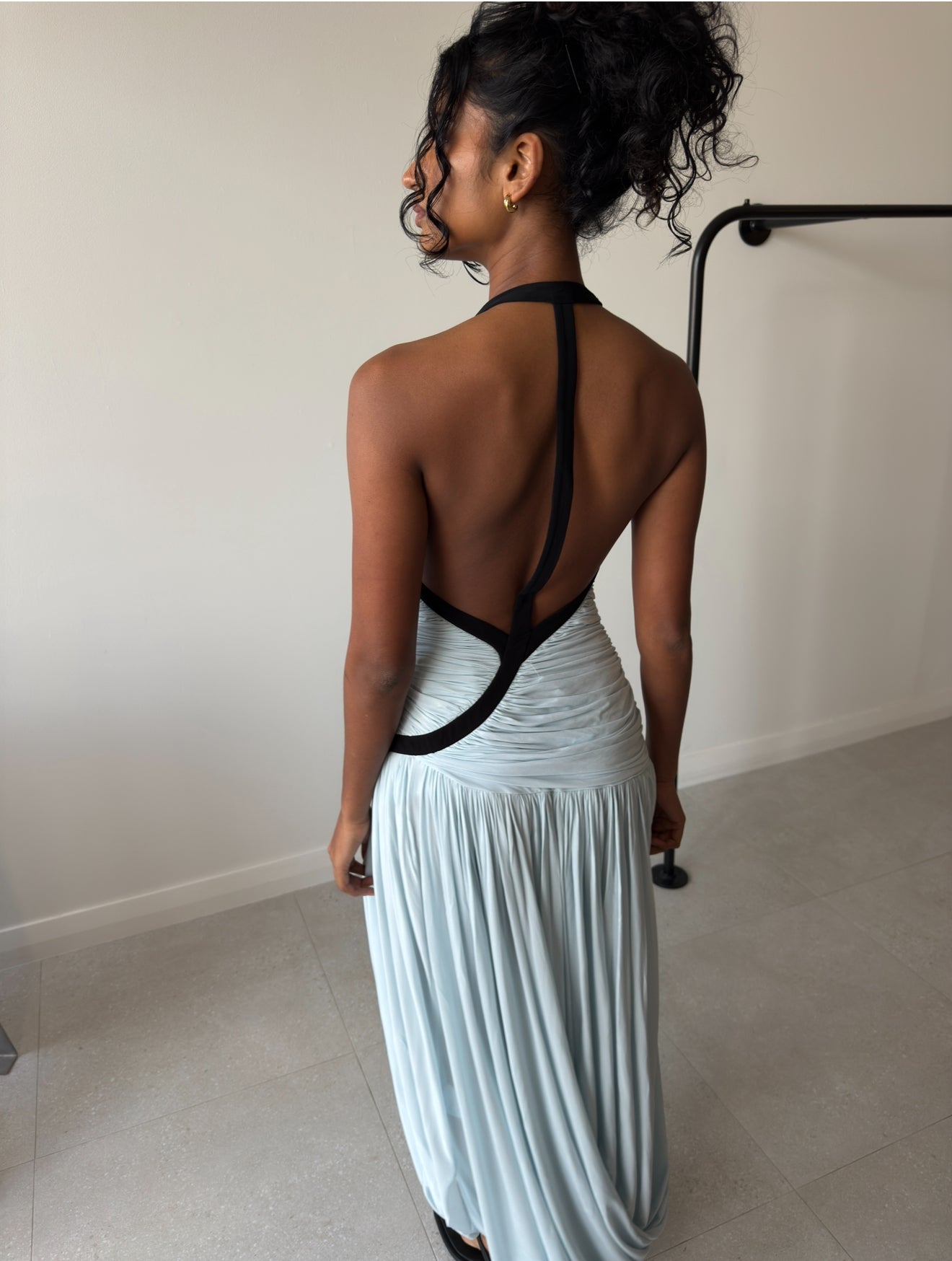 SUSPENDED JERSEY TIDAL DRESS CLEAR BLUE/BLACK