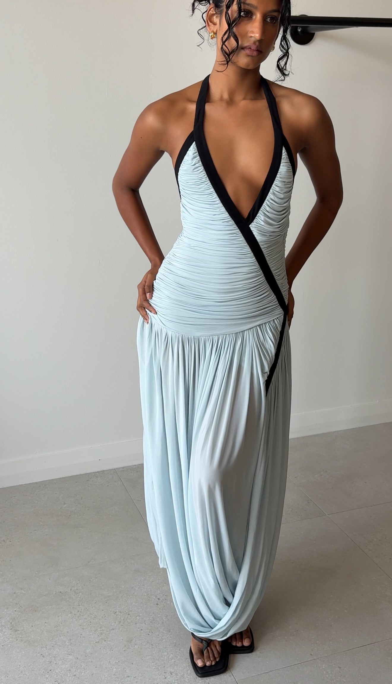 SUSPENDED JERSEY TIDAL DRESS CLEAR BLUE/BLACK
