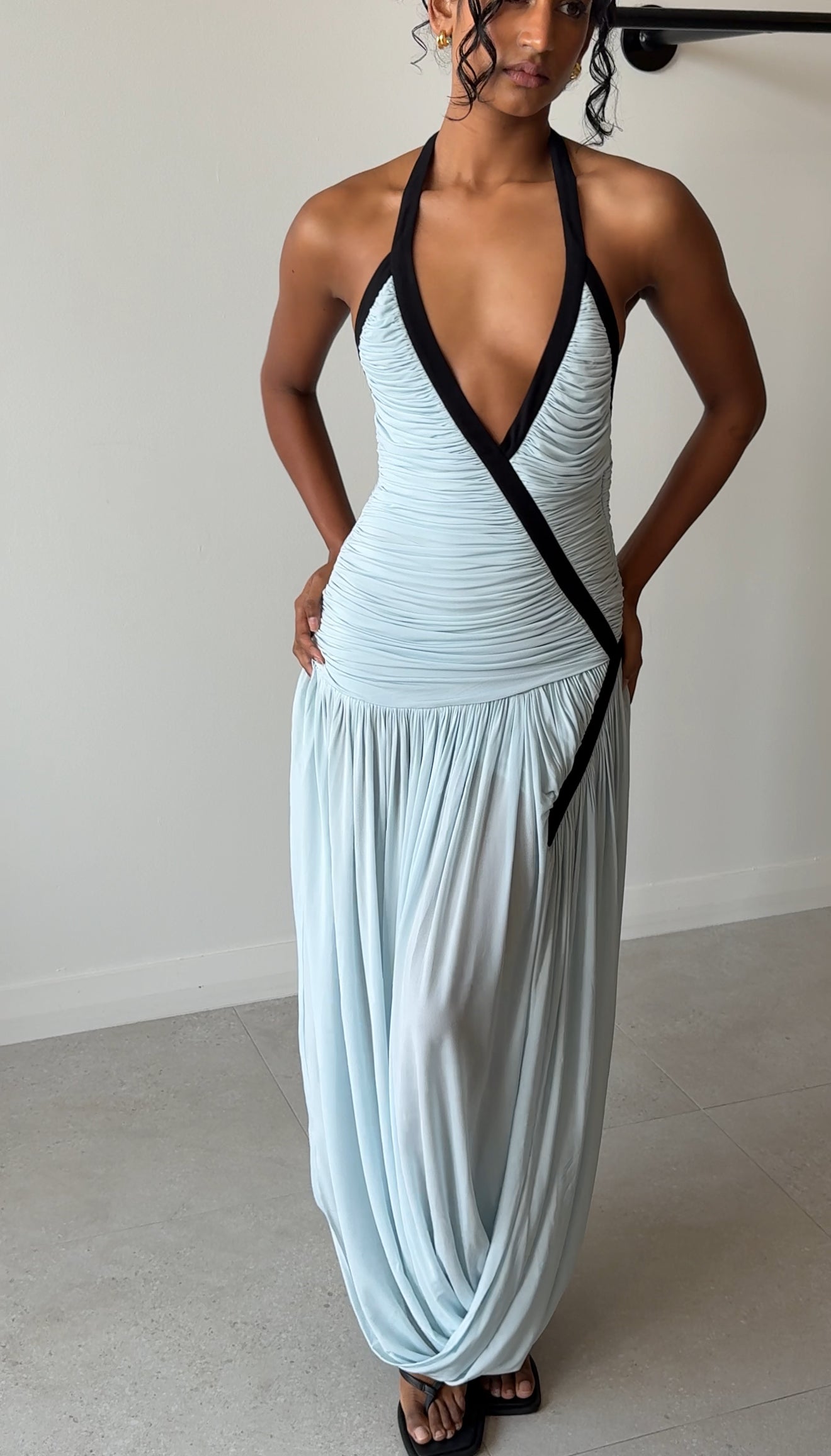 SUSPENDED JERSEY TIDAL DRESS CLEAR BLUE/BLACK