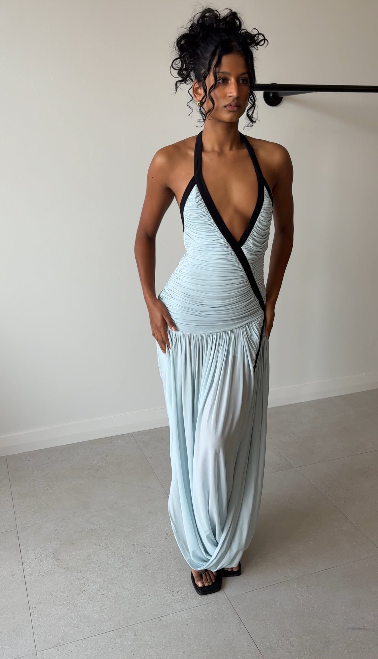 SUSPENDED JERSEY TIDAL DRESS CLEAR BLUE/BLACK