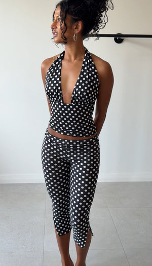 CHER CAPRI BLACK AND WHITE POLKA DOT