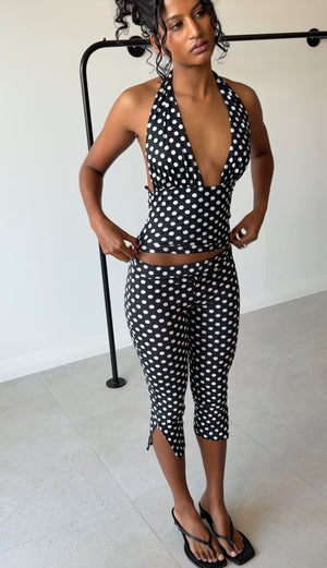 CHER CAPRI BLACK AND WHITE POLKA DOT
