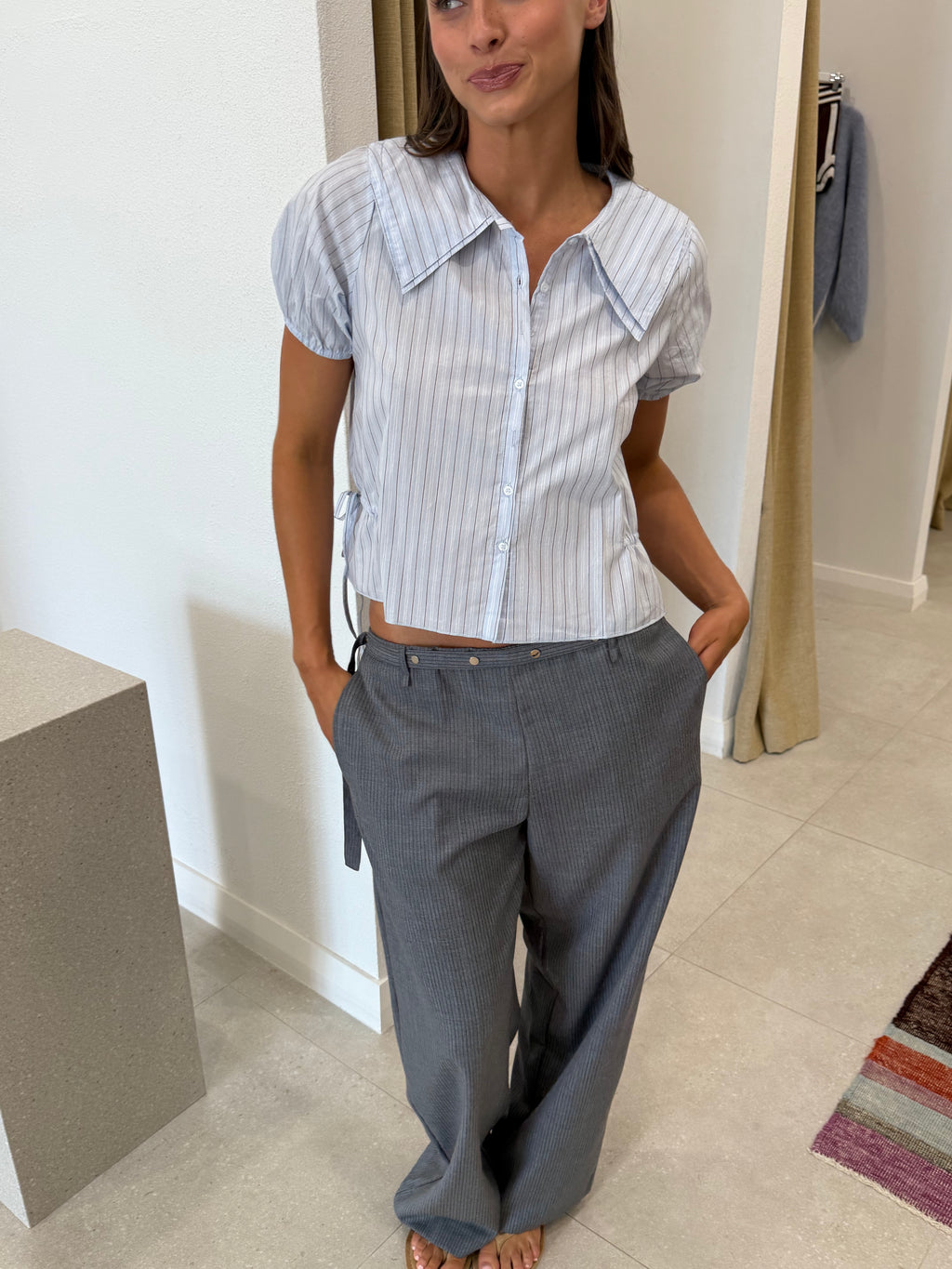 DOUBLE COLLAR SHIRT MINERAL STRIPE