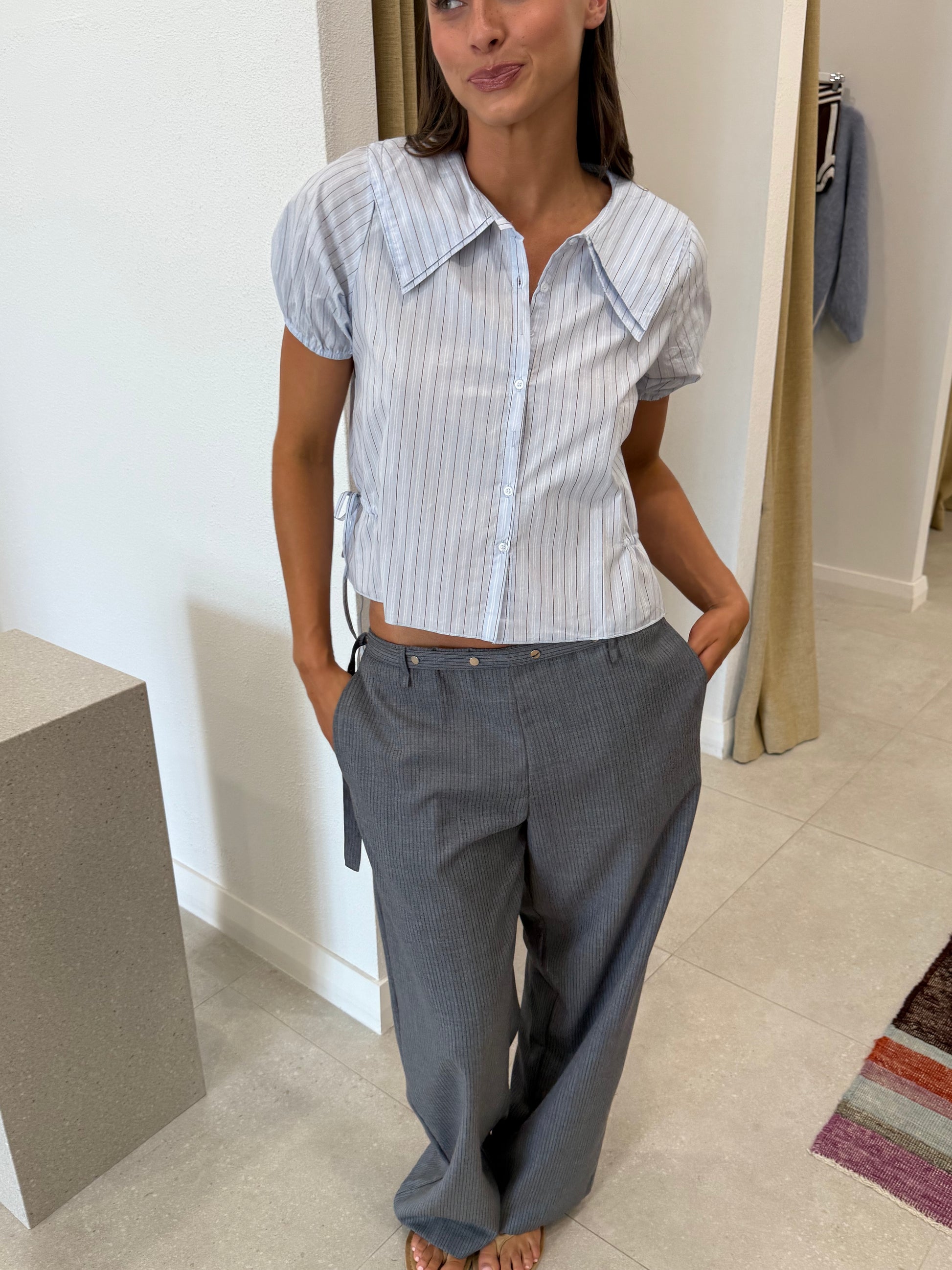 DOUBLE COLLAR SHIRT MINERAL STRIPE