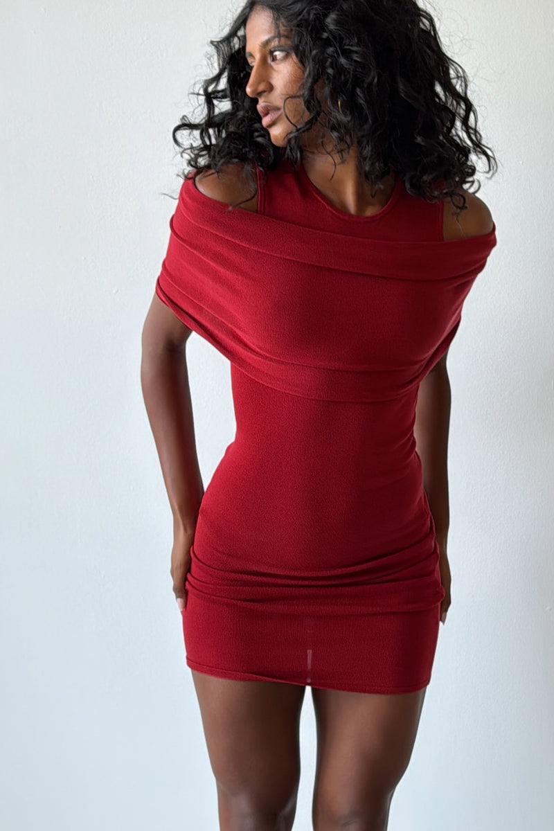 DETACHABLE LAYER KNIT DRESS - ST.AGNI