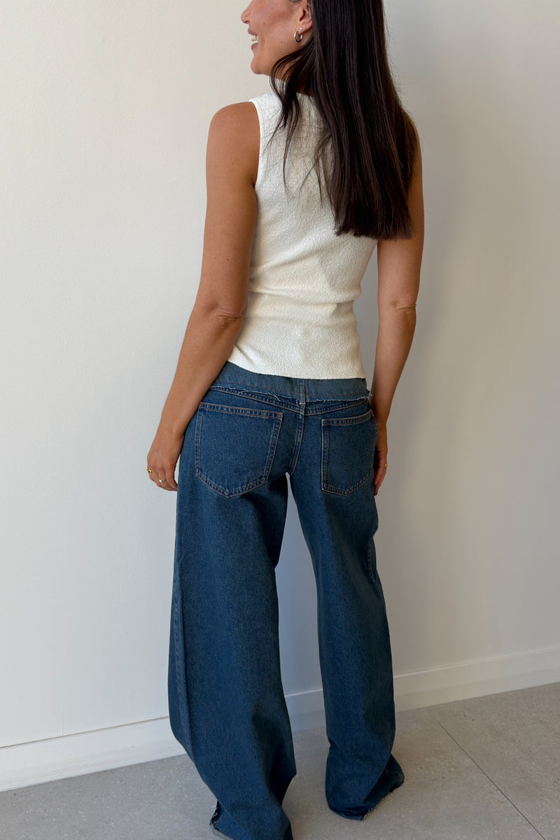 LUNA WIDE LEG JEAN WASHED INDIGO - SIR