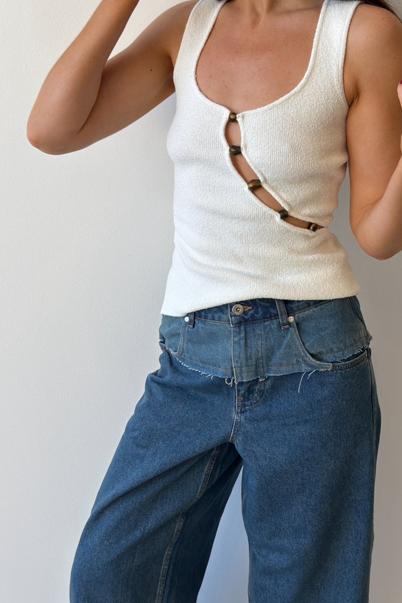 CHIARA BEADED TANK IVORY - SIR