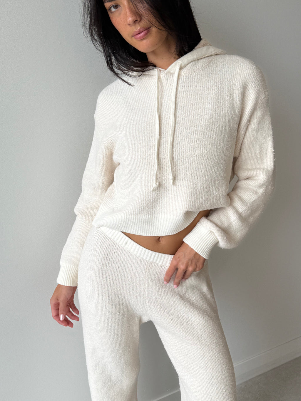 HOODED JUMPER ECRU