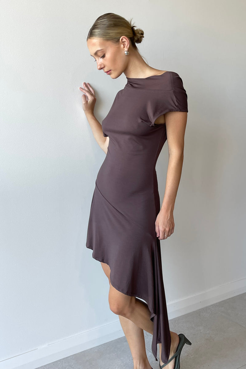 PLUME DRESS CHOCOLATE - BELLE THE LABEL