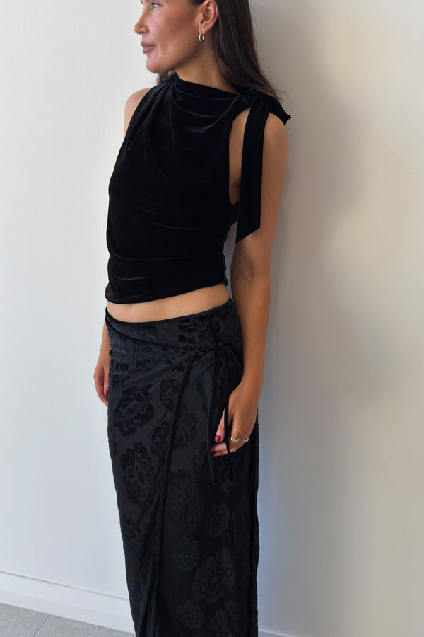VITTORIA WRAP SKIRT MIDNIGHT FLORAL - SIR