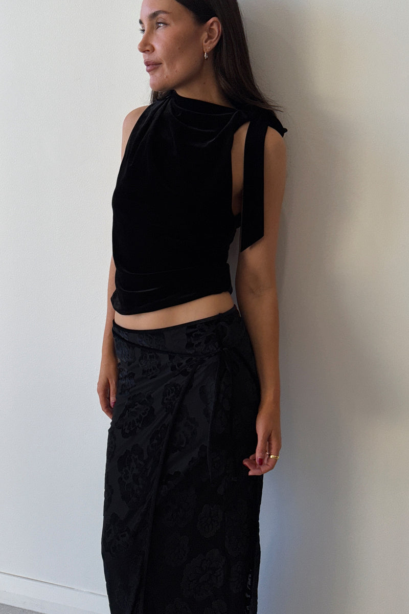 VITTORIA WRAP SKIRT MIDNIGHT FLORAL - SIR