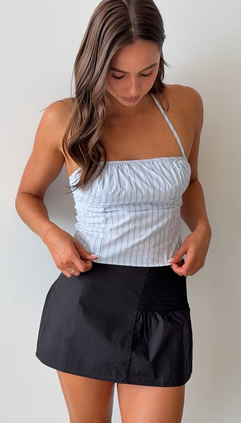 SHIRRING SKIRT BLACK