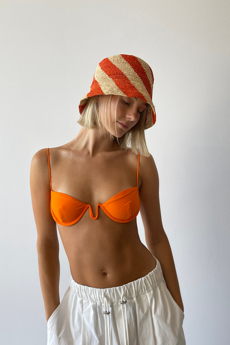 CYLA BUCKET HAT ORANGE AND NATURAL SPIRAL - JACE BANU