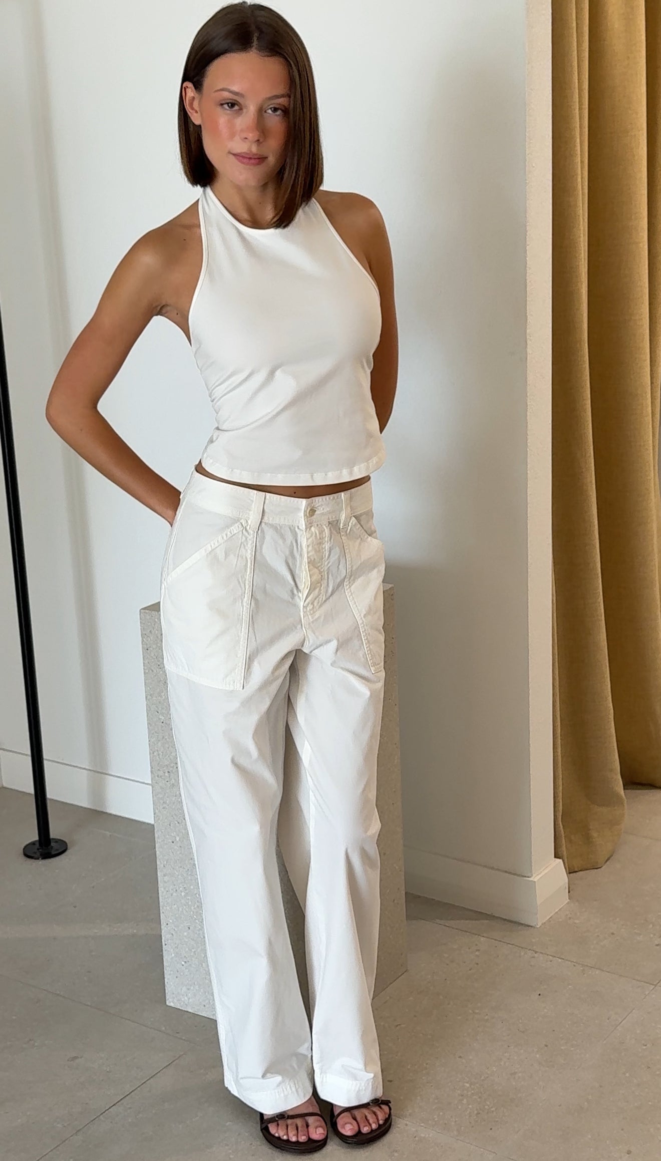 SOFT JERSEY HALTER TOP WHITE