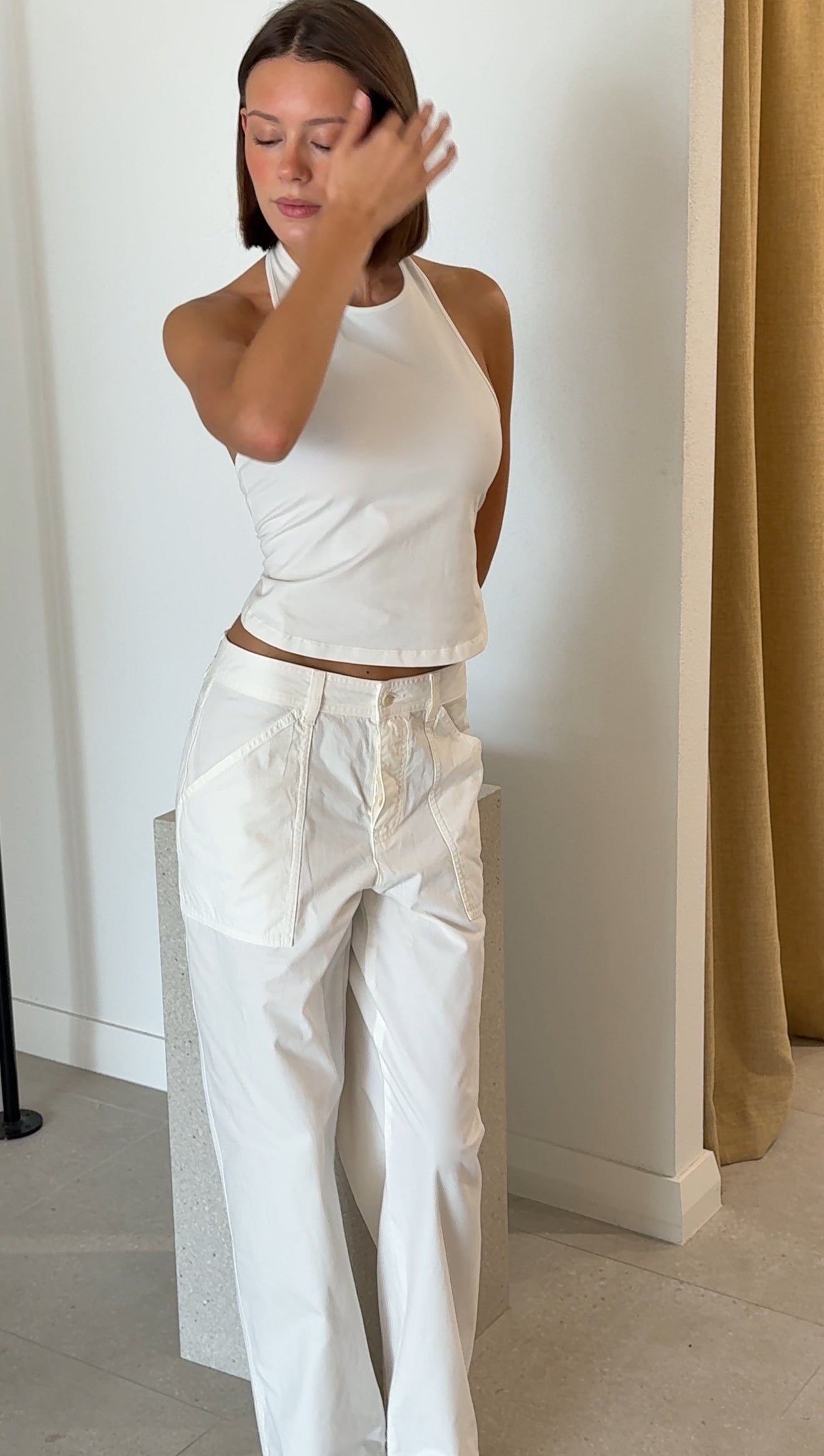 SOFT JERSEY HALTER TOP WHITE