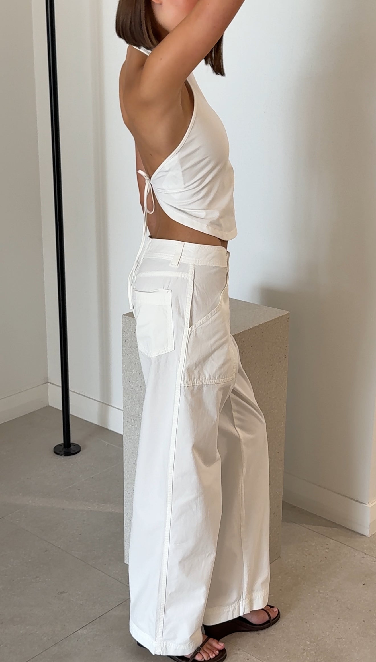 SOFT JERSEY HALTER TOP WHITE