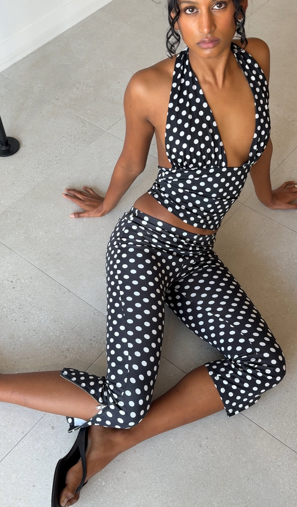 CHER CAPRI BLACK AND WHITE POLKA DOT