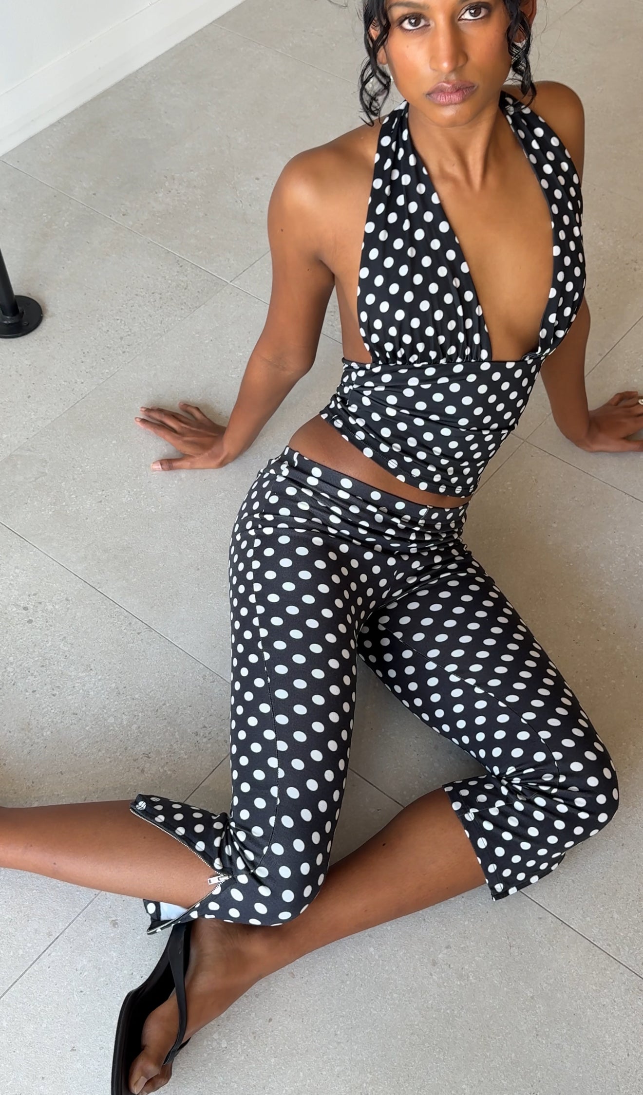 CHER CAPRI BLACK AND WHITE POLKA DOT