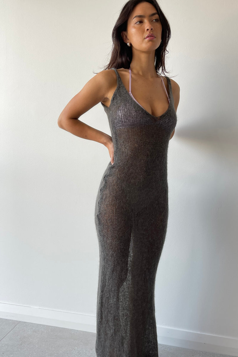 ANA MAXI DRESS DARK GREY - GIMAGUAS