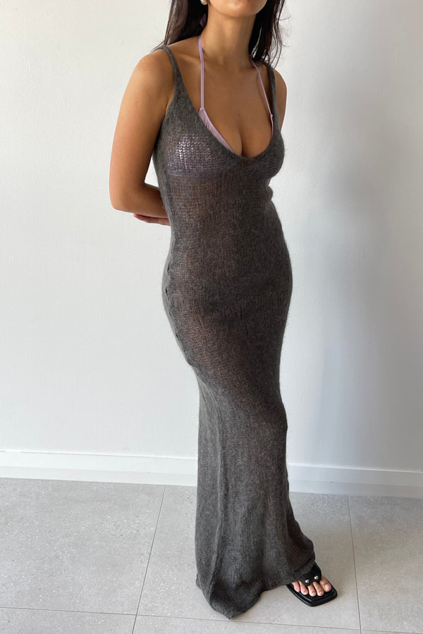 ANA MAXI DRESS DARK GREY - GIMAGUAS