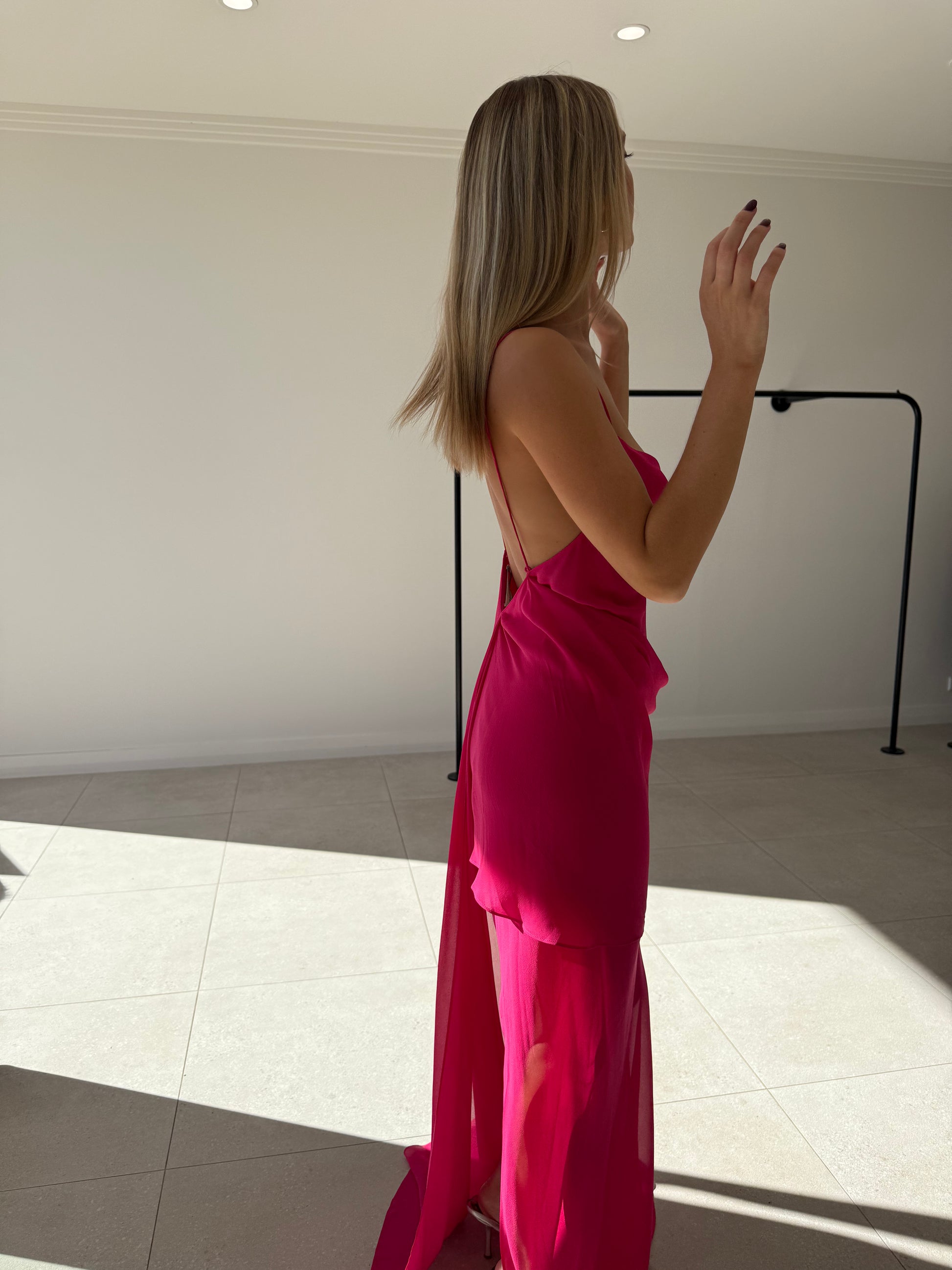 COWL SLIP DRESS MAGENTA