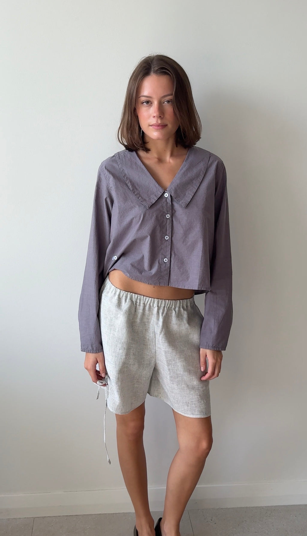 WAIST BUTTON SHIRT CURRANT