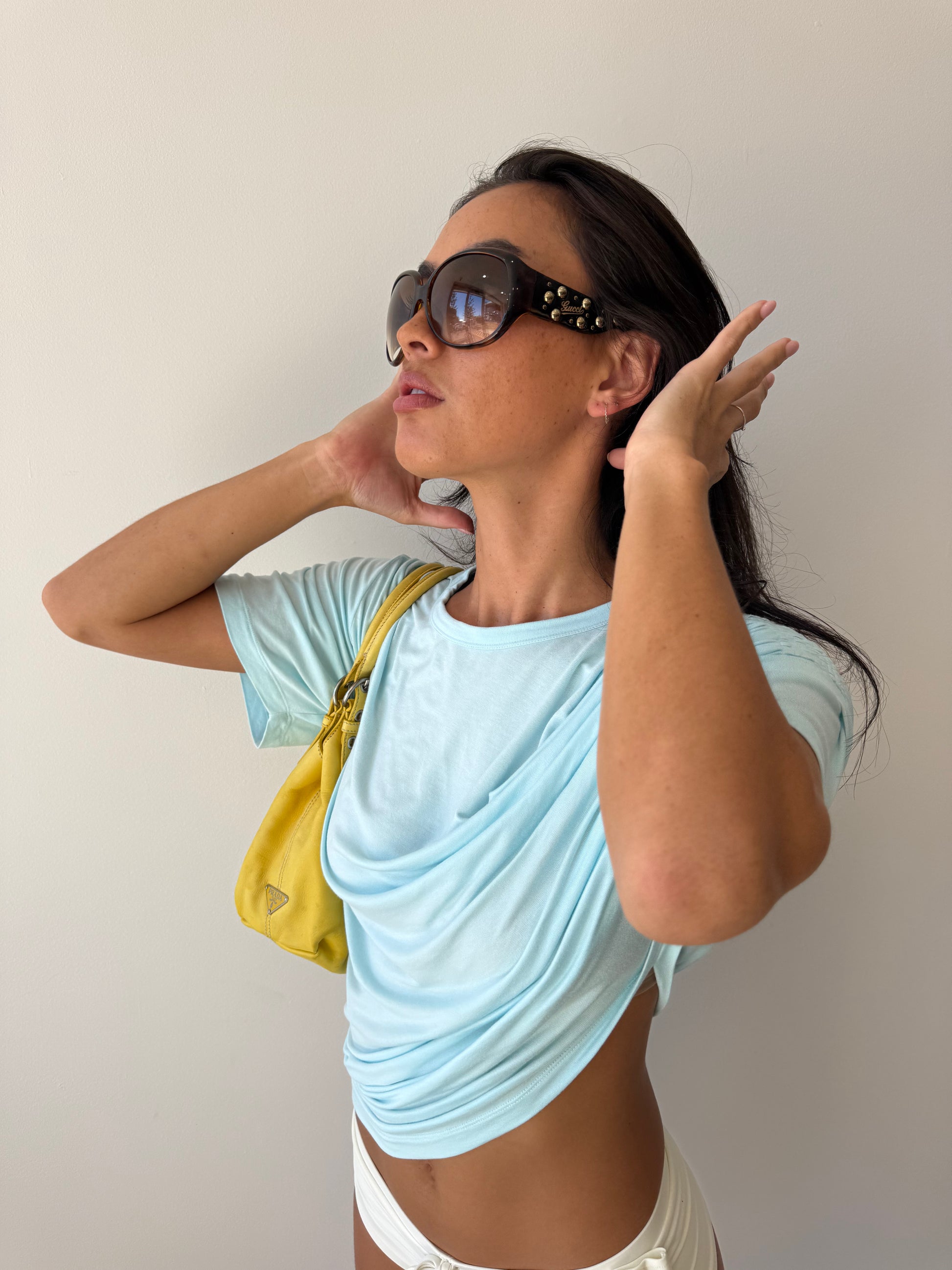 GUCCI SUNGLASSES BROWN STUD