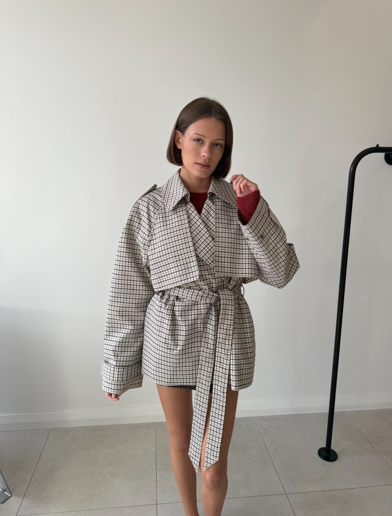 BURDOCK CHECK TRENCH JACKET