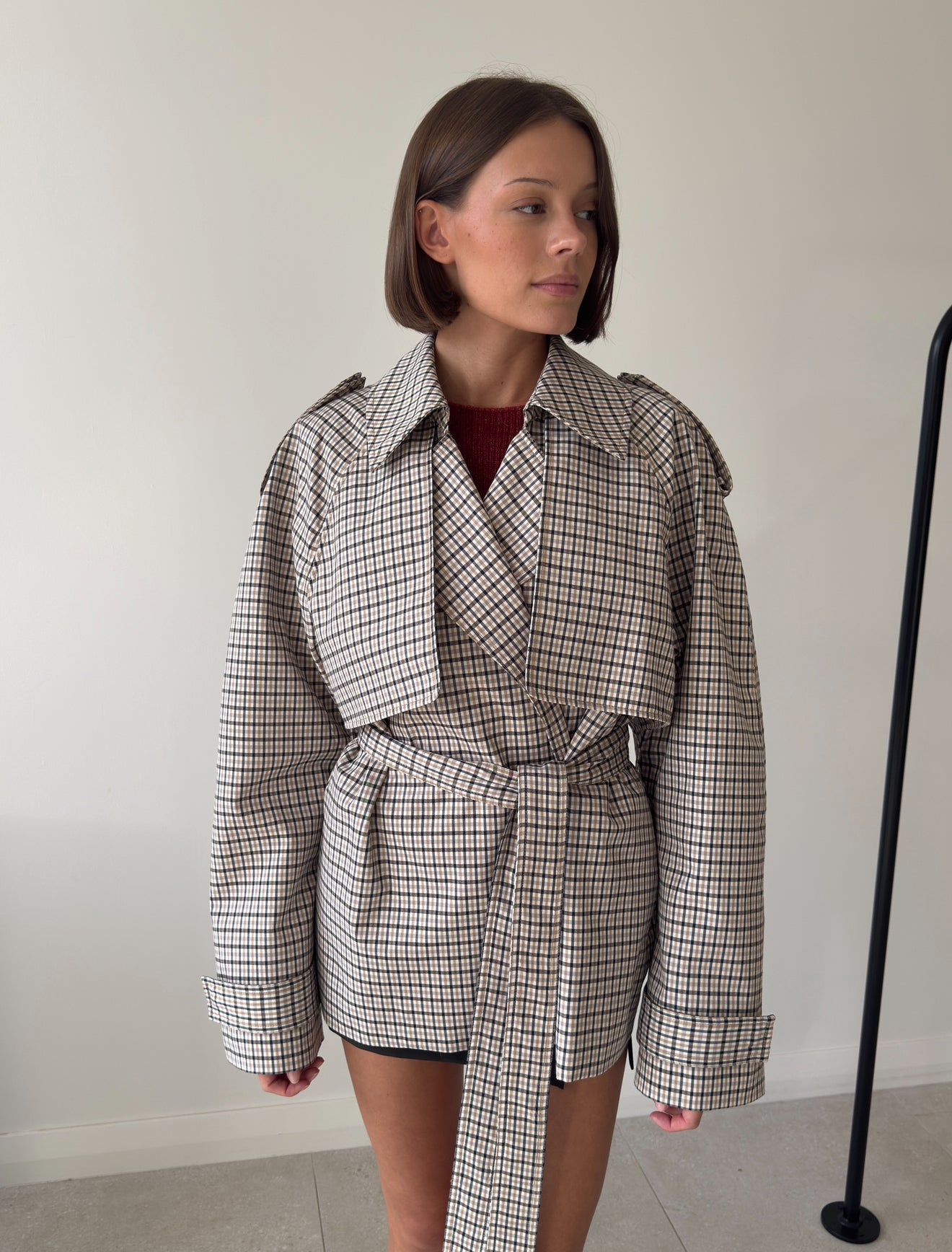 BURDOCK CHECK TRENCH JACKET