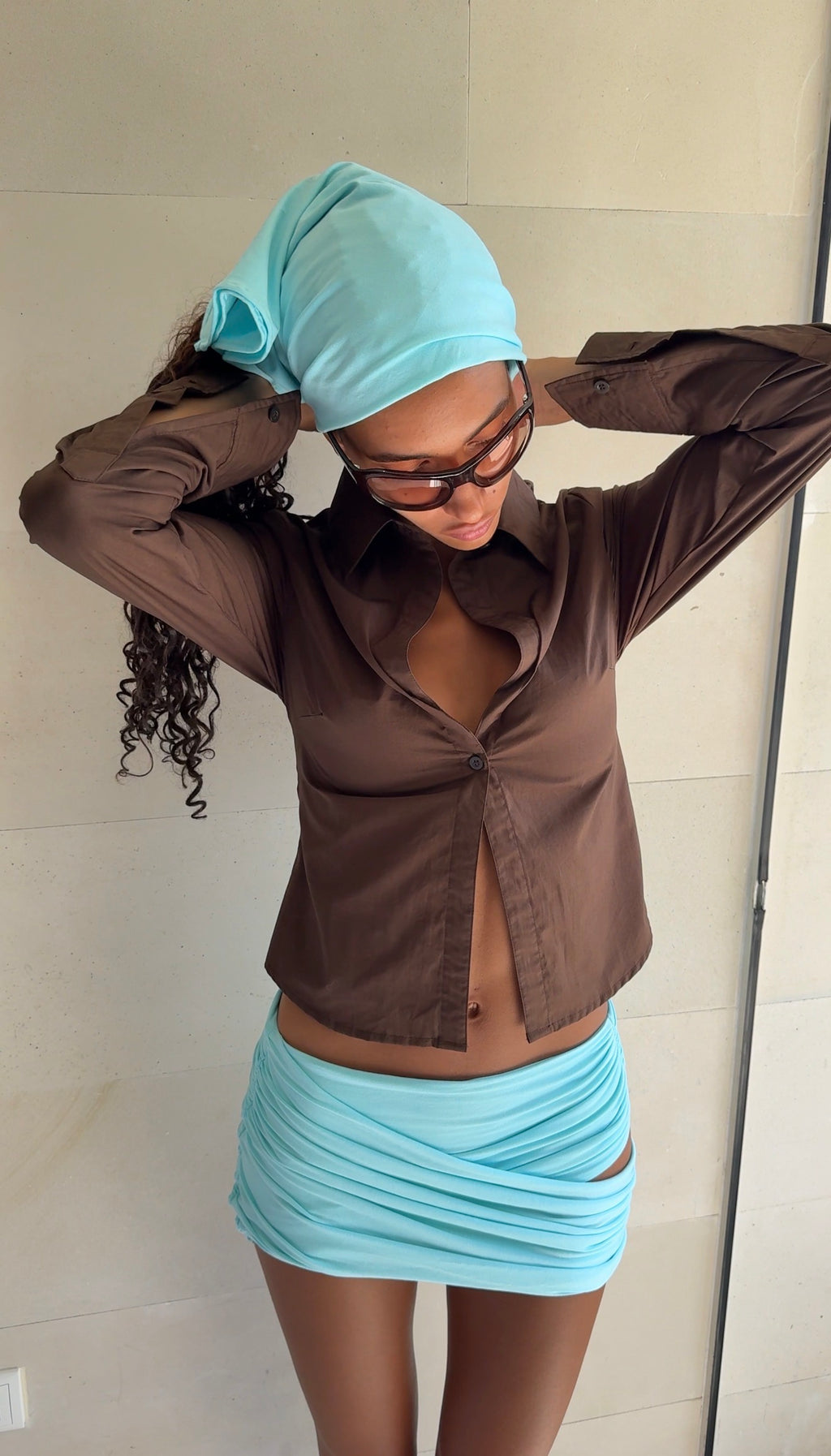 TWISTI MINI SKIRT AQUA