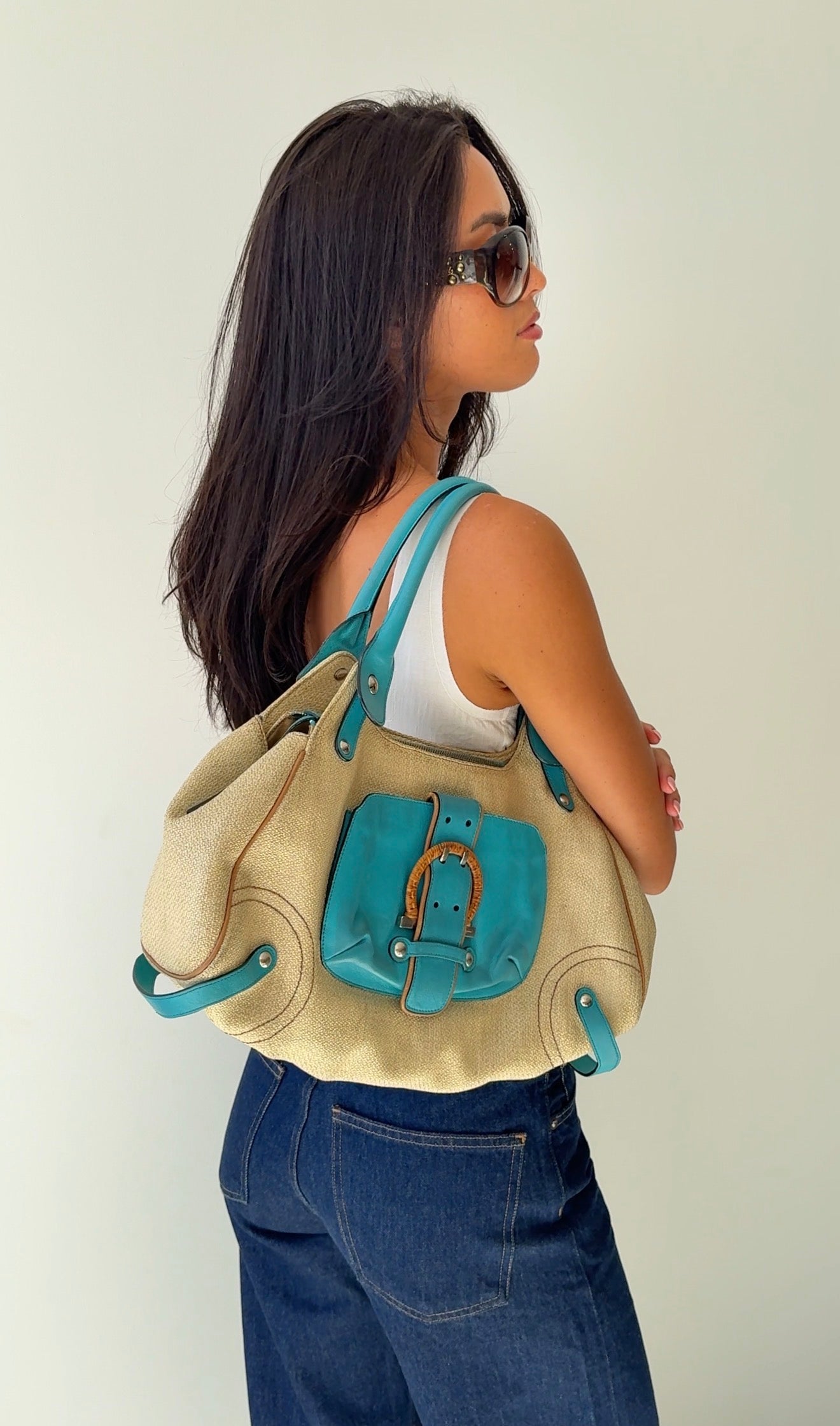 SALVATORE FERRAGAMO BEIGE TEAL