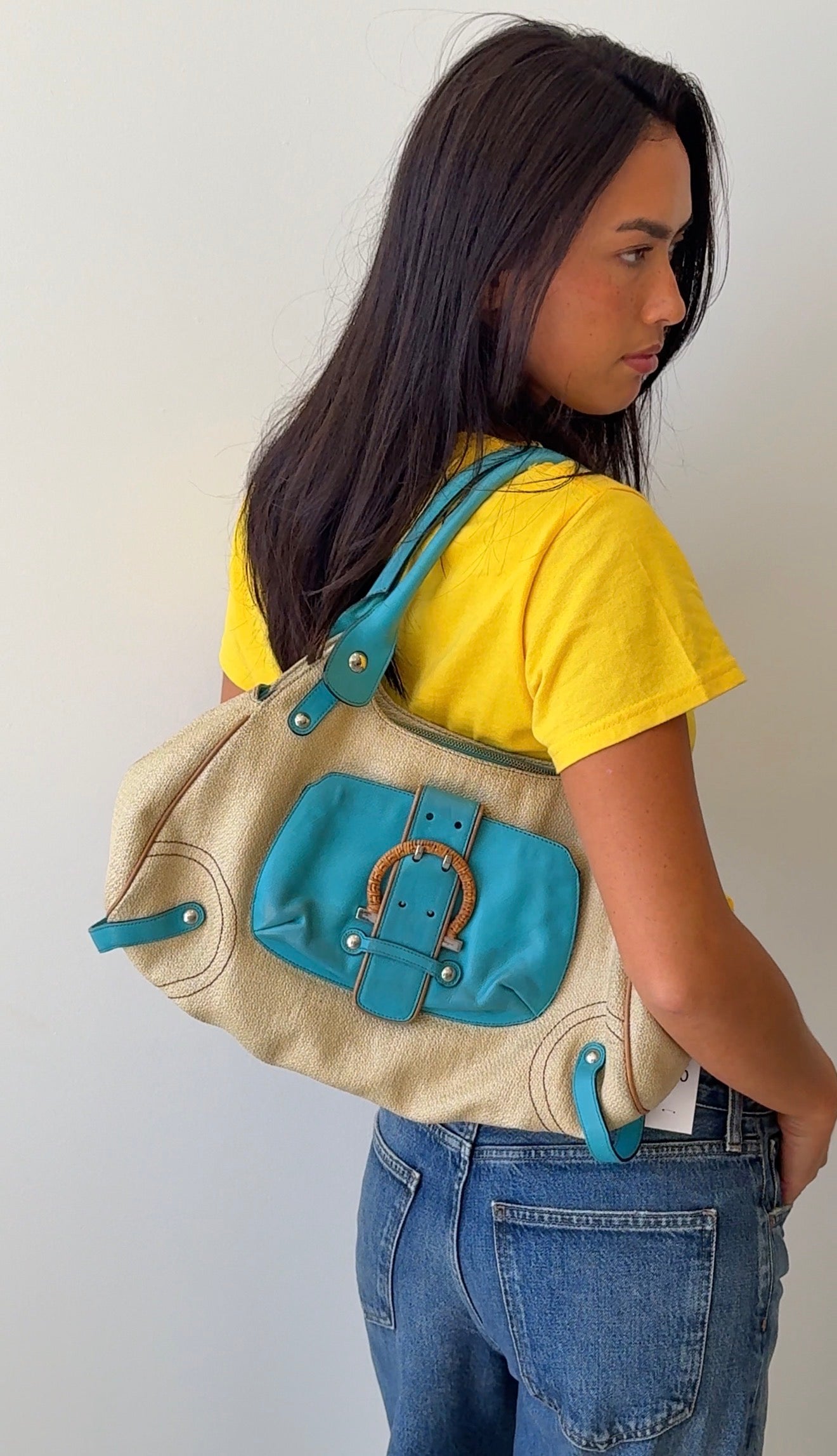 SALVATORE FERRAGAMO BEIGE TEAL