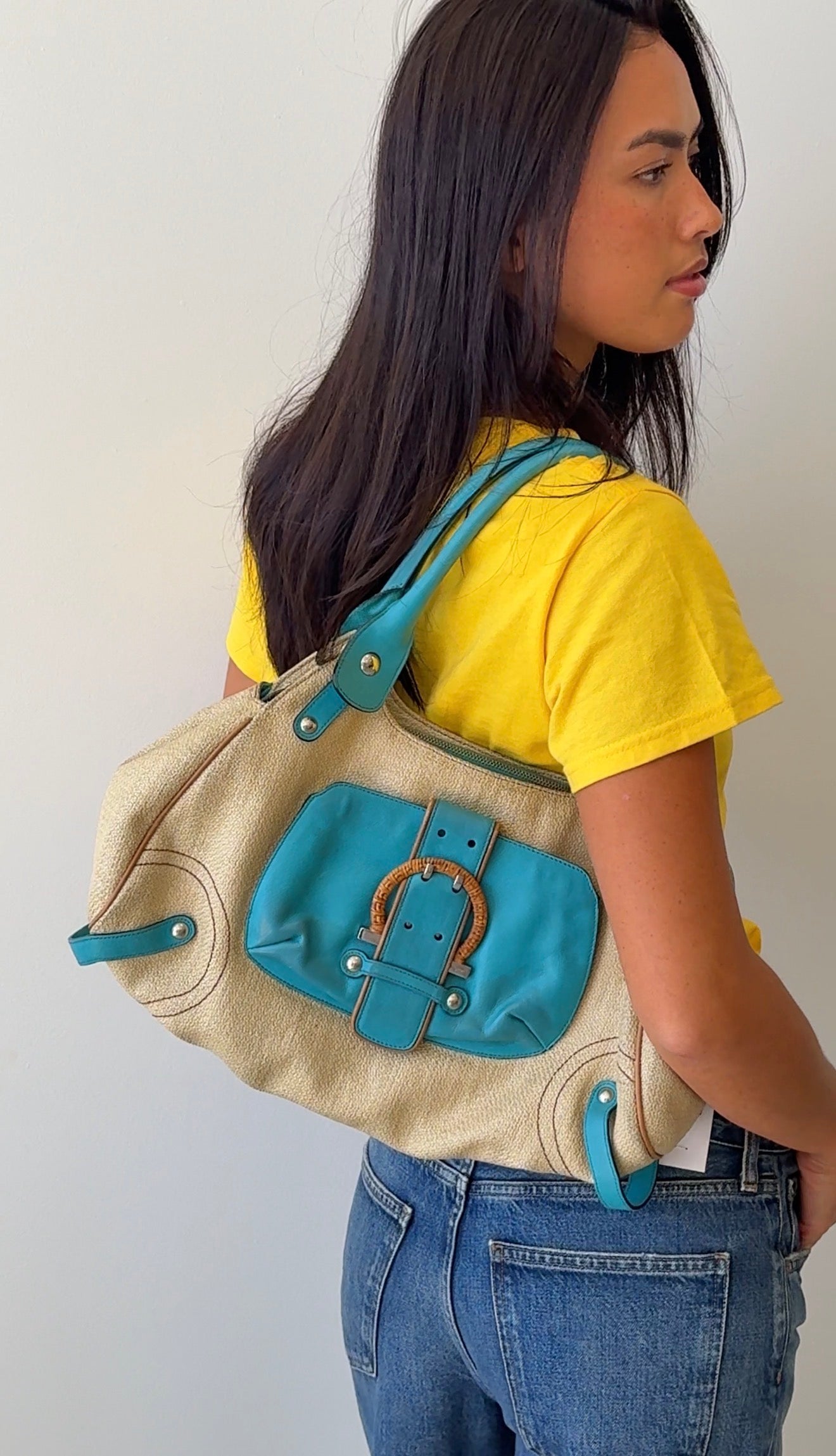 SALVATORE FERRAGAMO BEIGE TEAL