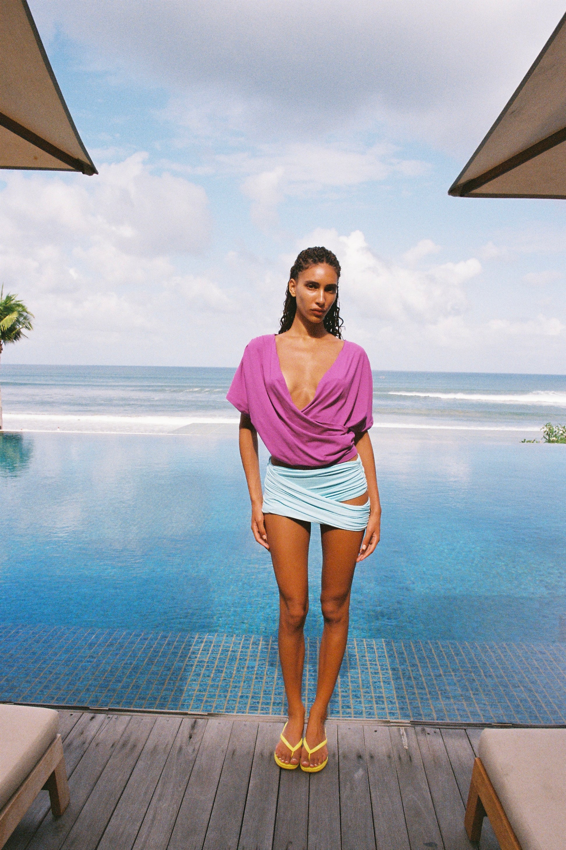 TWISTI MINI SKIRT AQUA