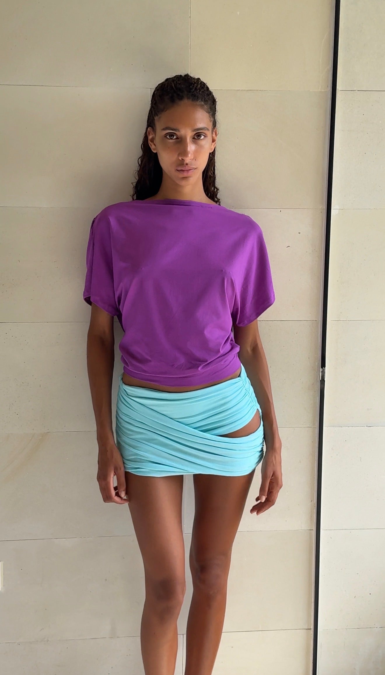 TWISTI MINI SKIRT AQUA