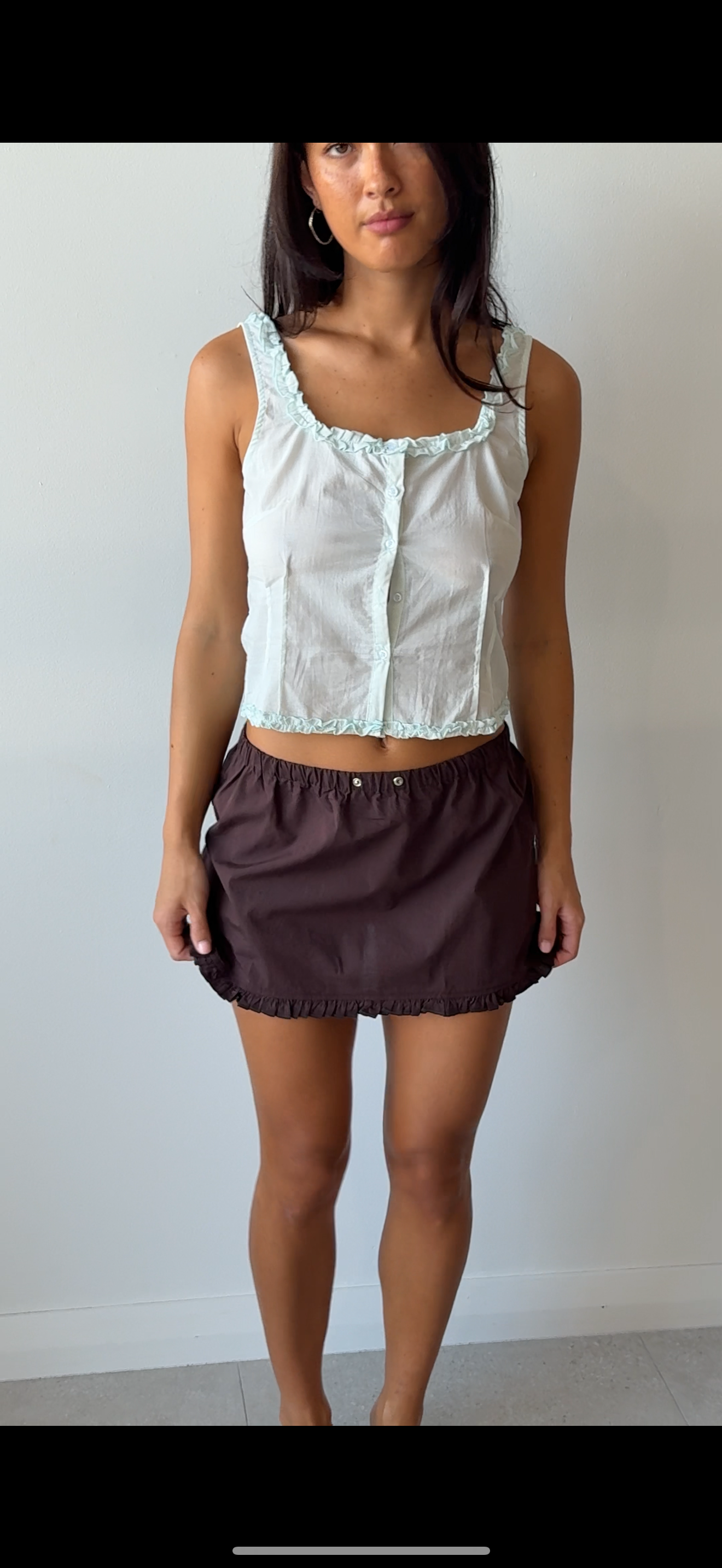 BUTTON FRILL TOP MINT