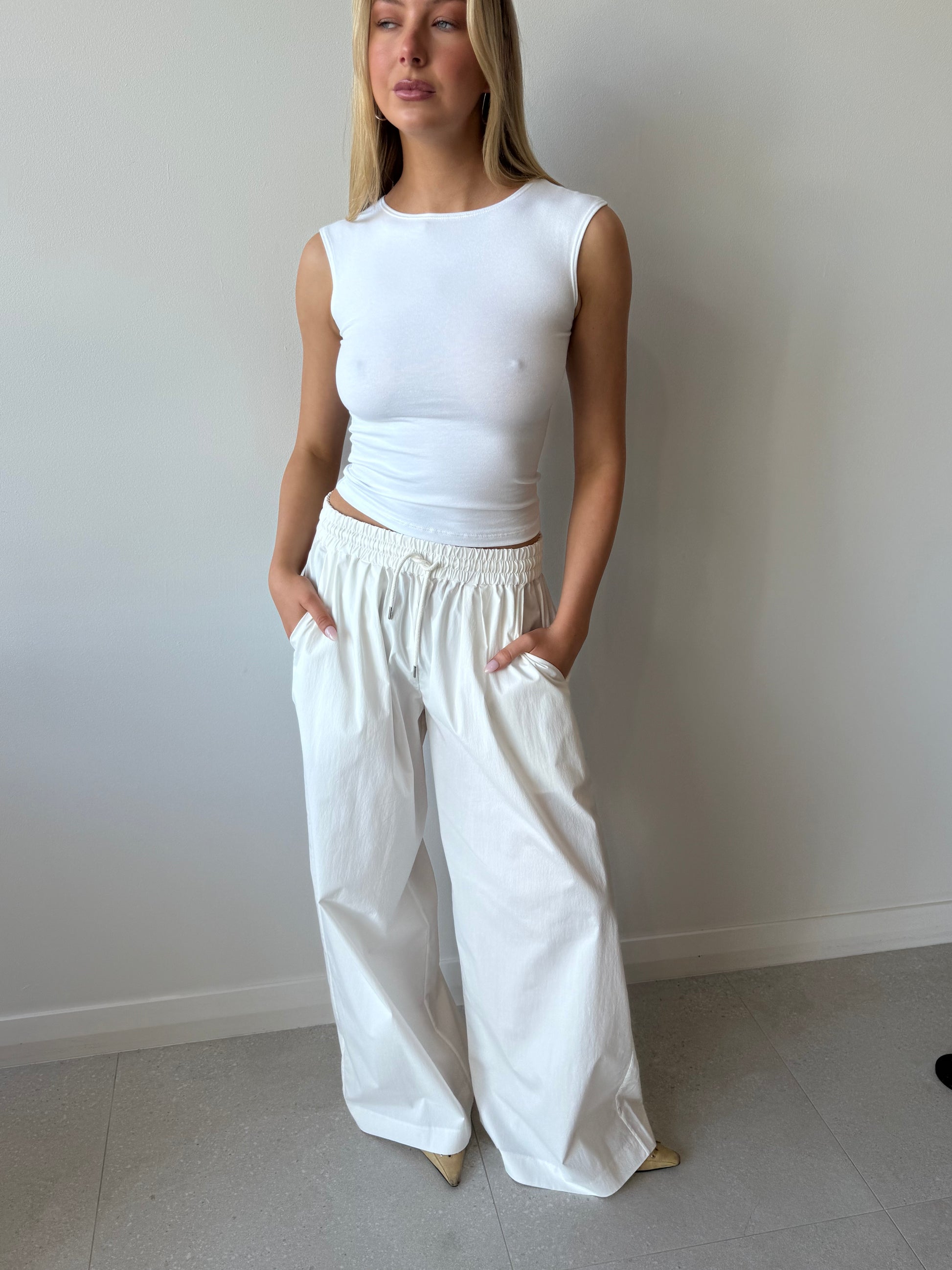 EVERYDAY DRAWSTRING PANTS WHITE