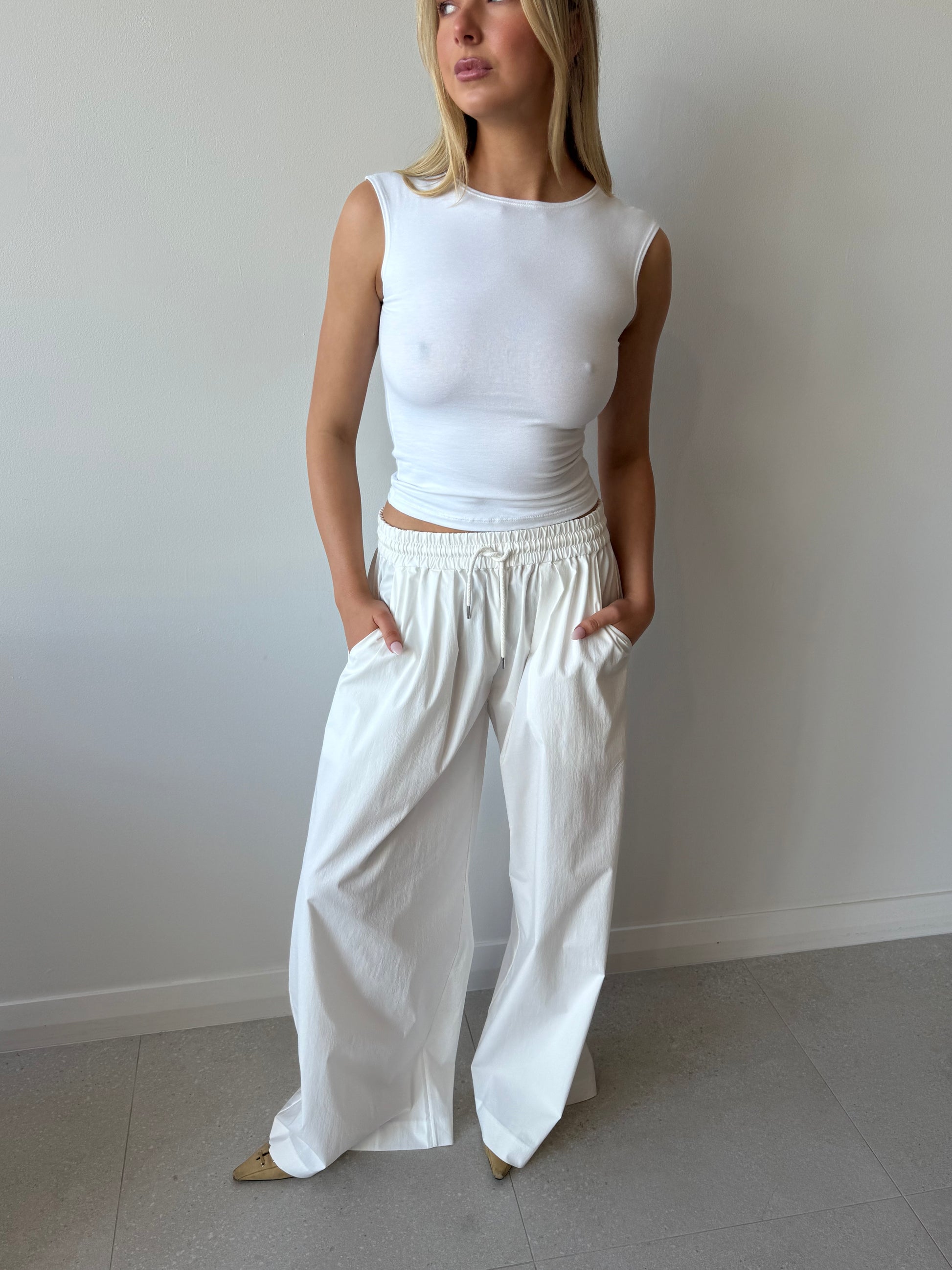 EVERYDAY DRAWSTRING PANTS WHITE