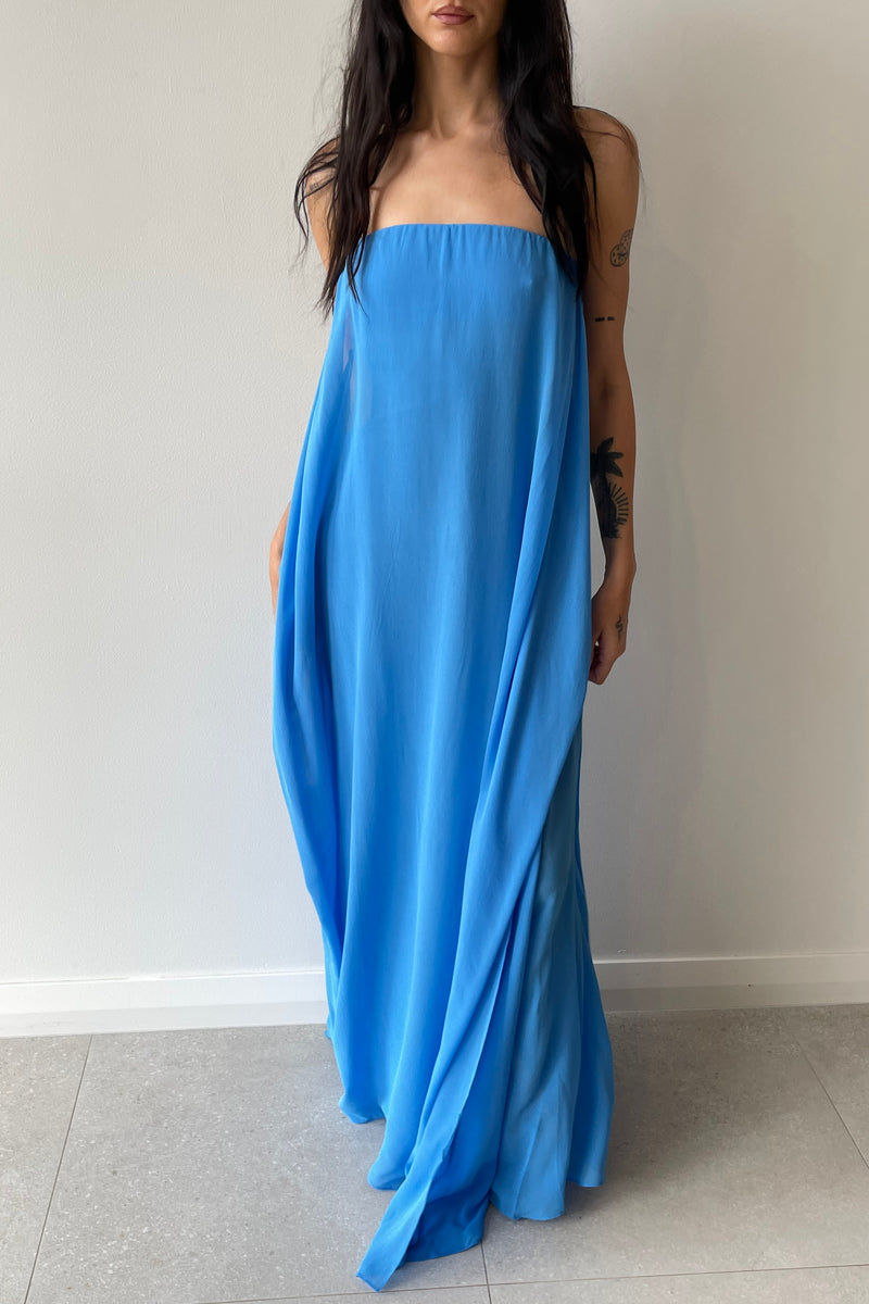 FLOATING SILK STRAPLESS GOWN BOSTON BLUE - CHRISTOPHER ESBER