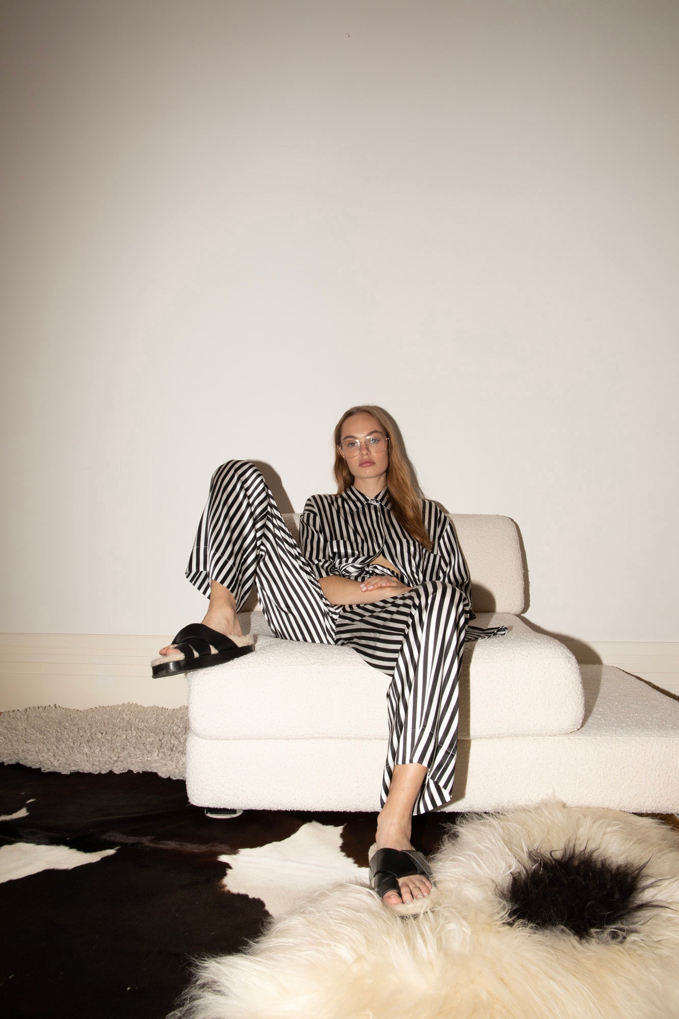 LOUNGE PANT BLACK + WHITE STRIPE