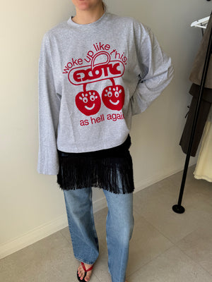 WOKE UP LIKE THIS LONG SLEEVE T-SHIRT GREY/RED