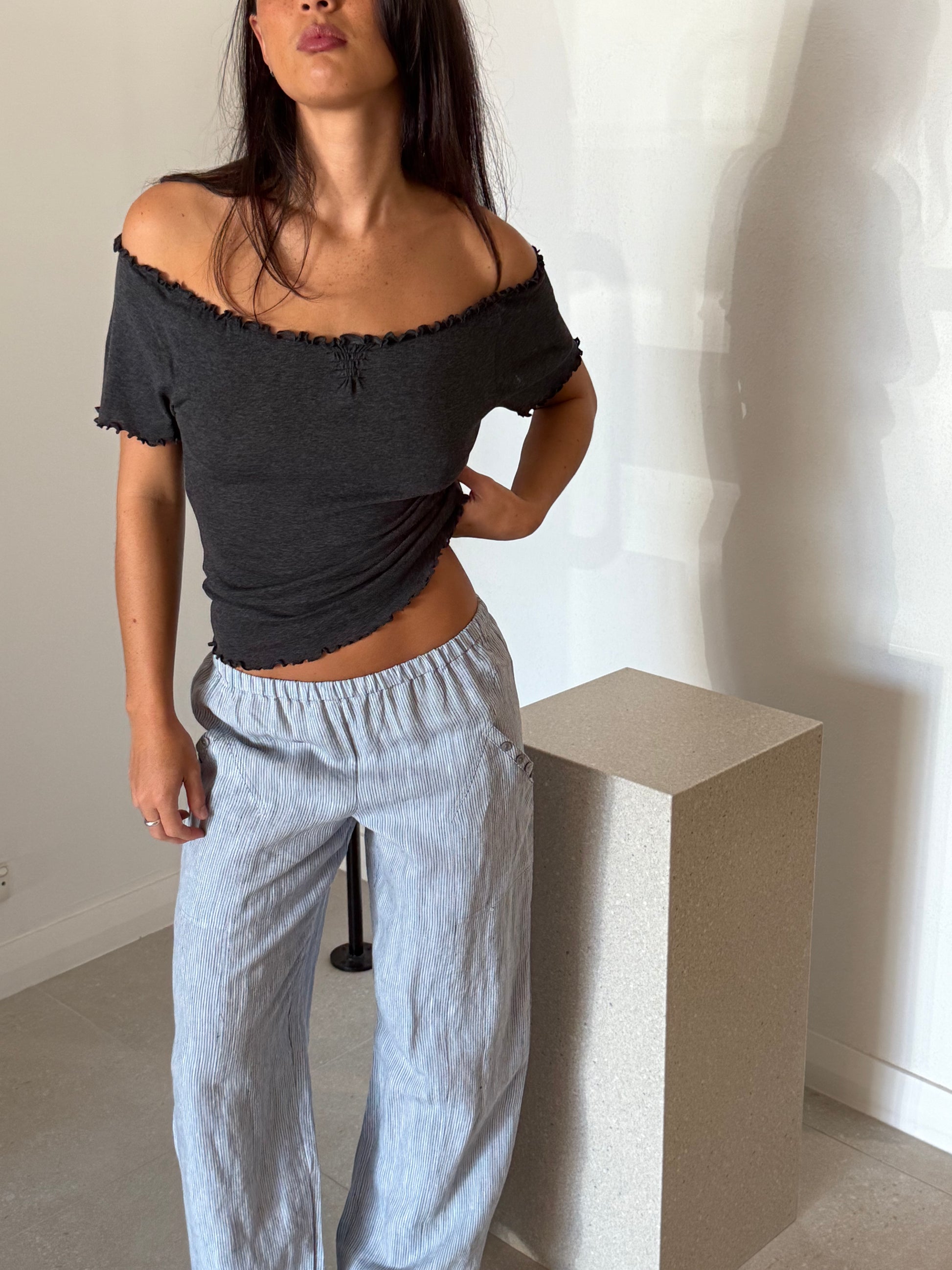 ANGLE POCKET PANT BLUE STRIPE