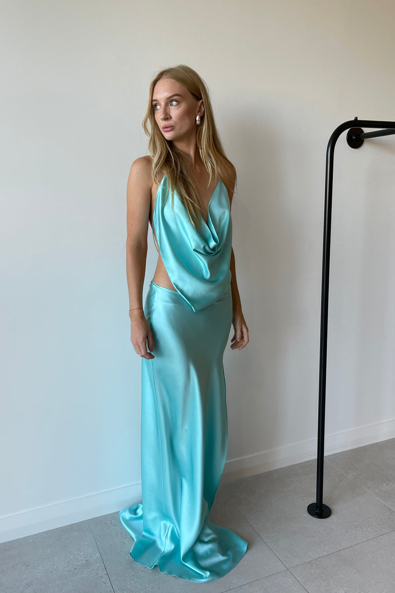 ICED BIAS MAXI DRESS BLUE - MICHAEL LO SORDO