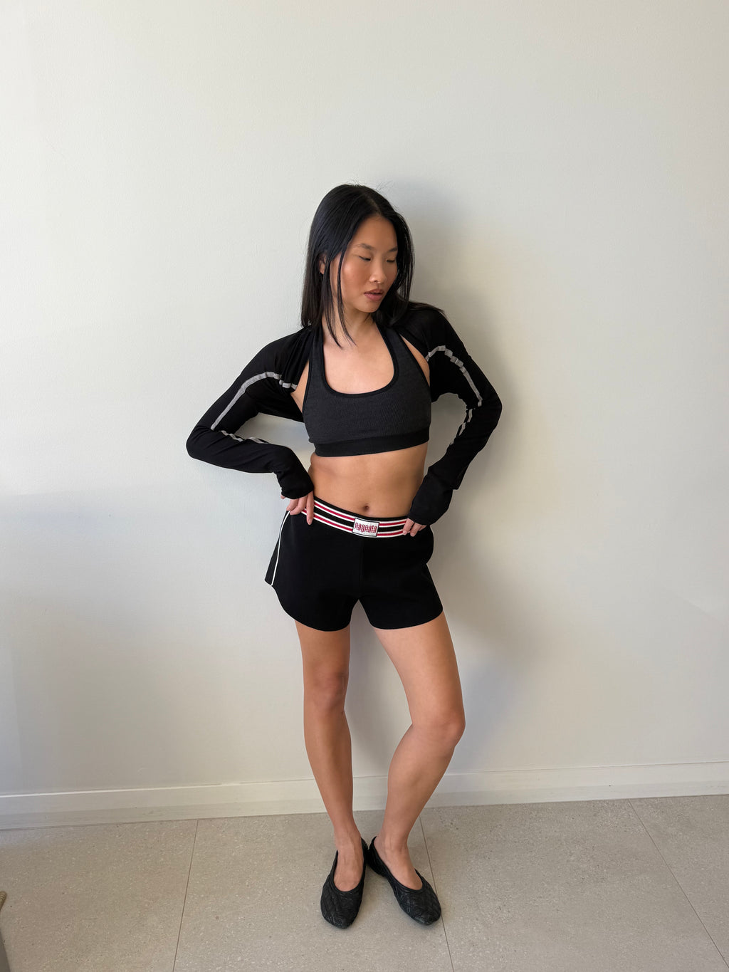 HALTER WOOL BRALET OBSIDIAN
