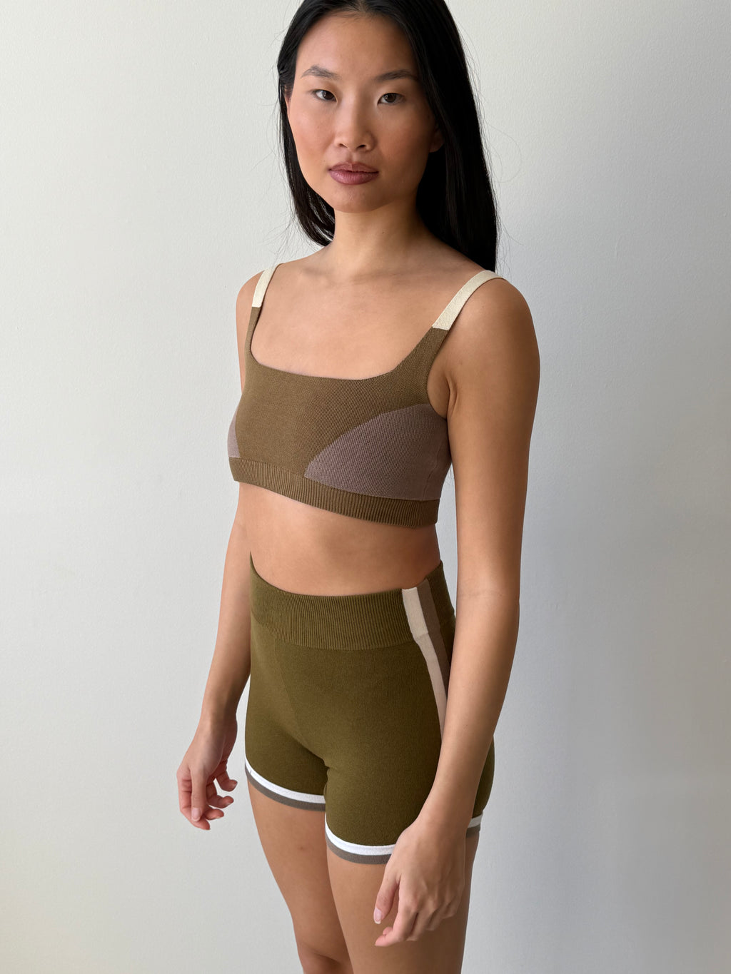 ORGANIC COLOUR BLOCK BRALET HARVEST