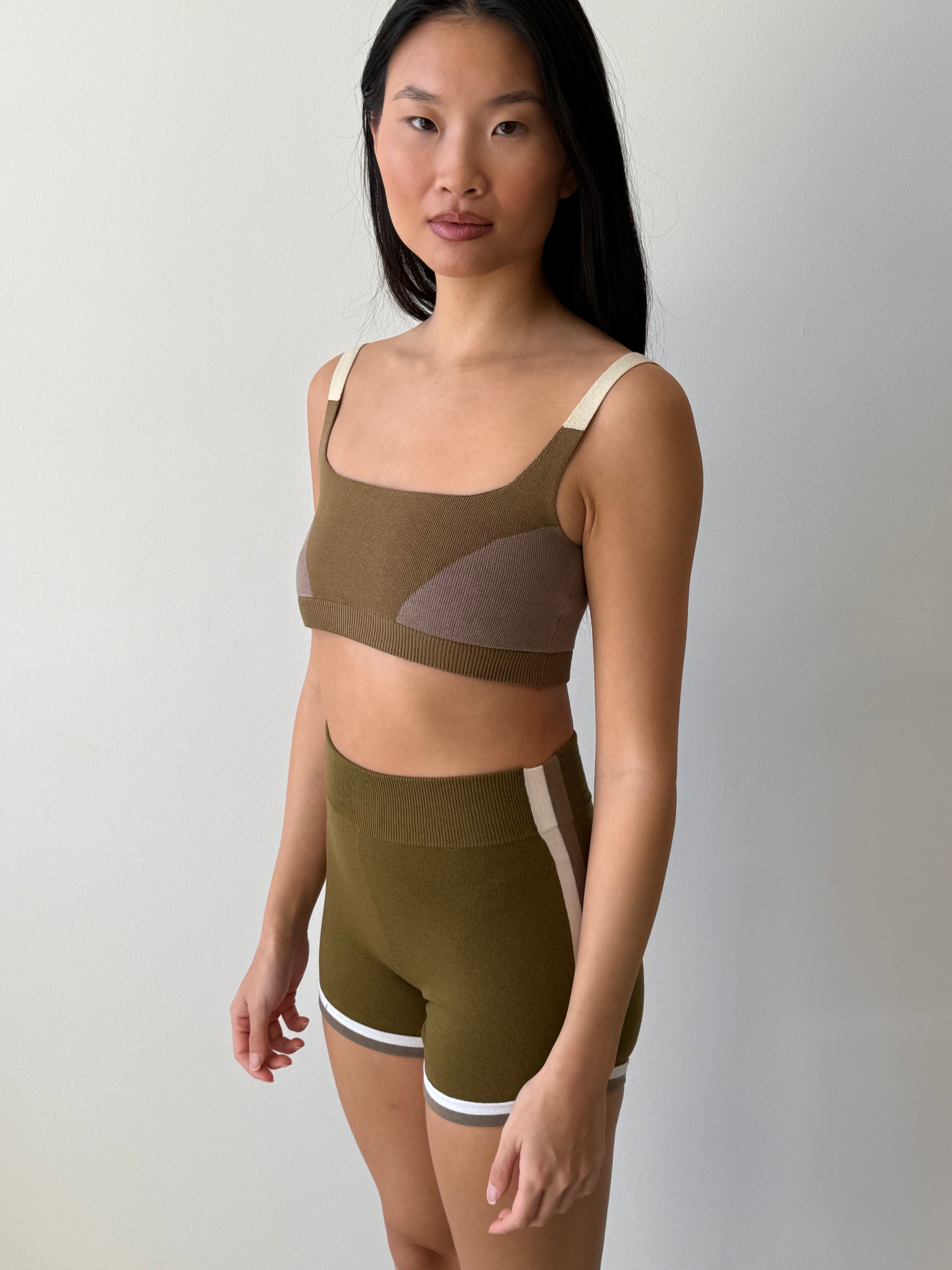 ORGANIC COLOUR BLOCK BRALET HARVEST