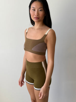 ORGANIC COLOUR BLOCK BRALET HARVEST