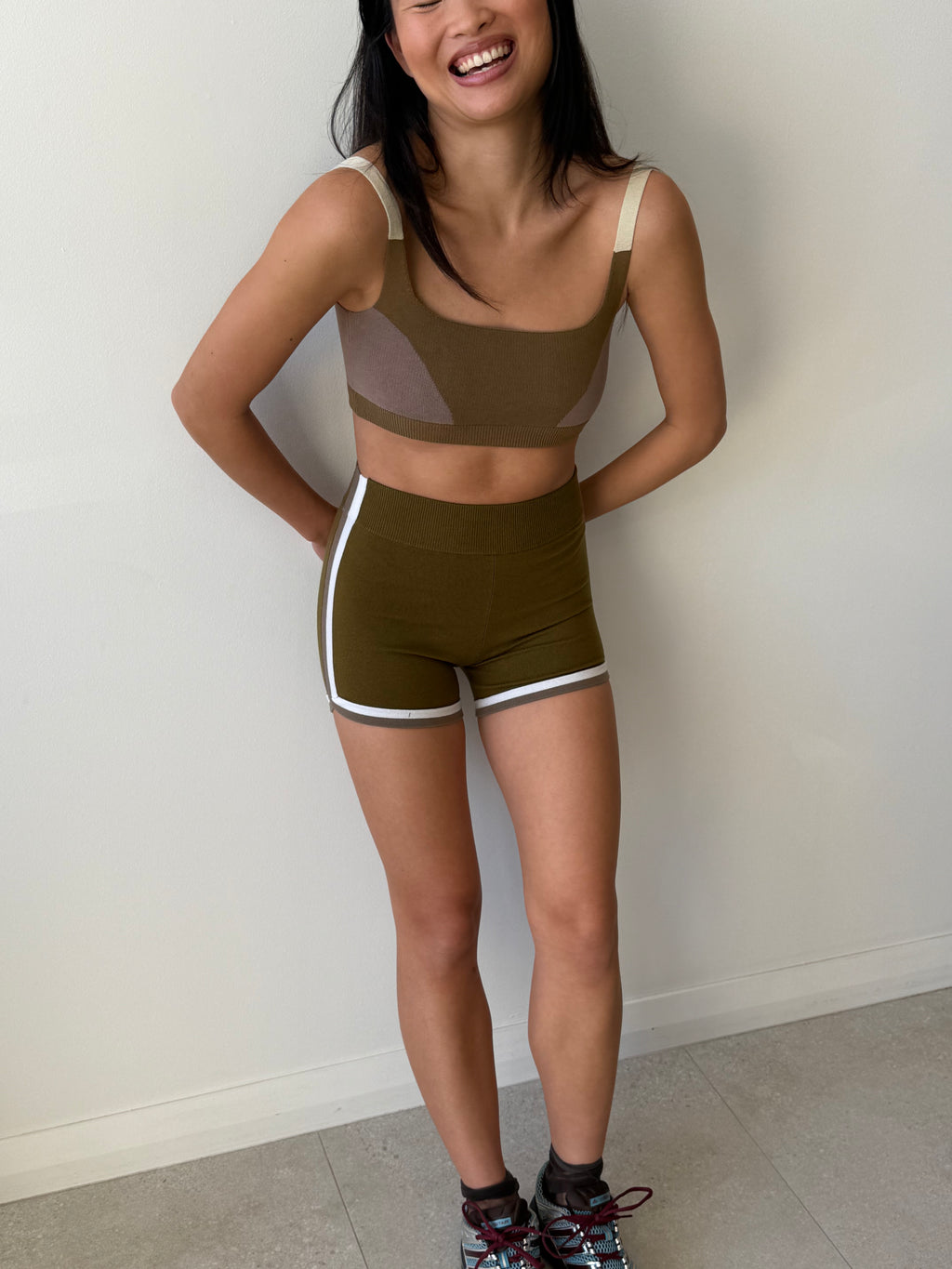 ORGANIC COLOUR BLOCK BRALET HARVEST