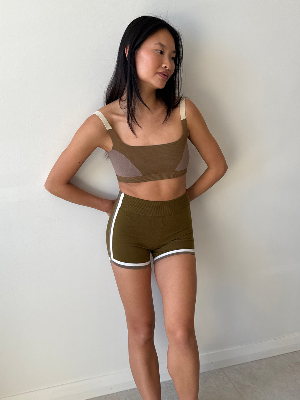 ORGANIC COLOUR BLOCK BRALET HARVEST