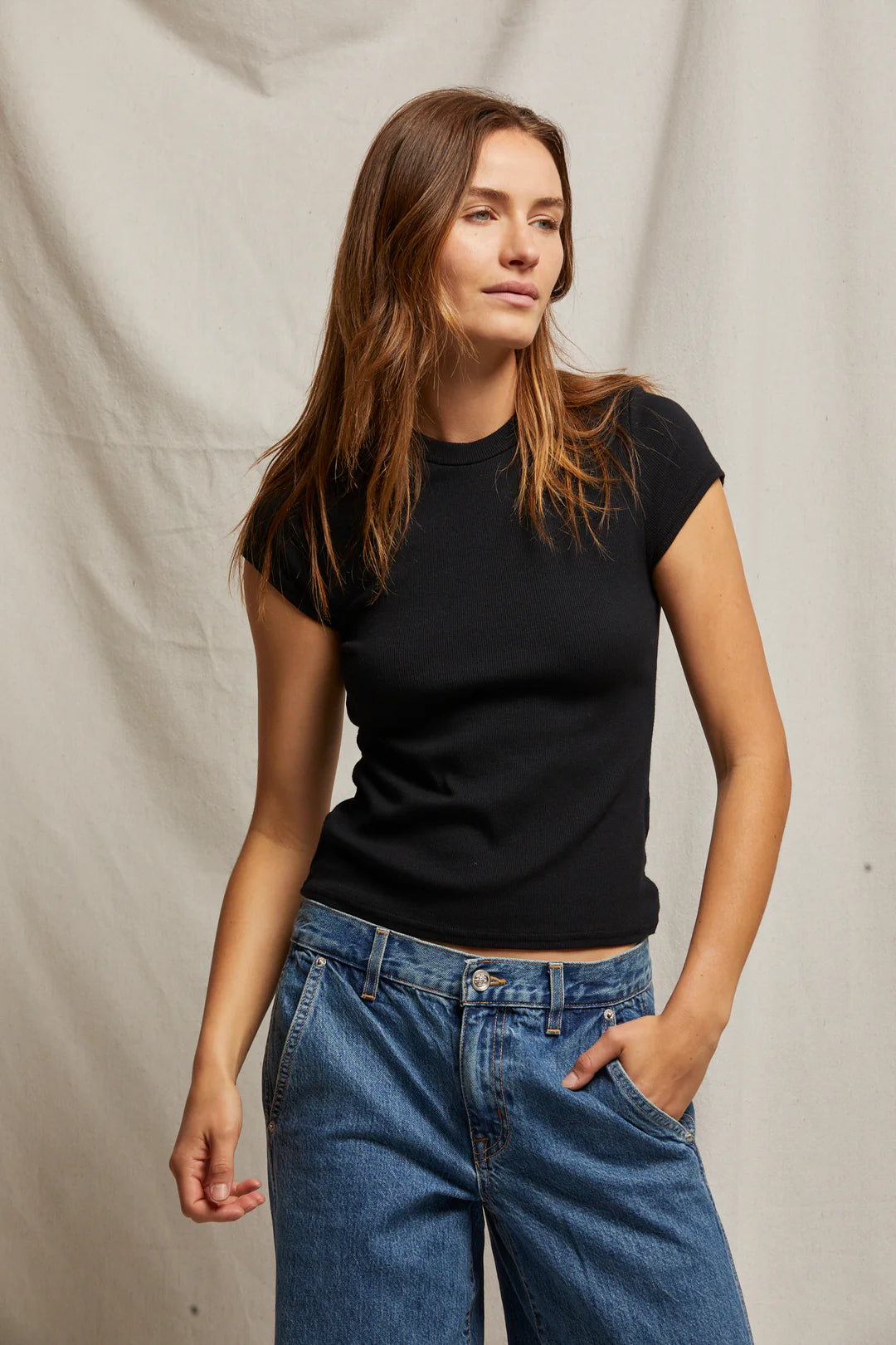 JUDE RIBBED BABY TEE TRUE BLACK